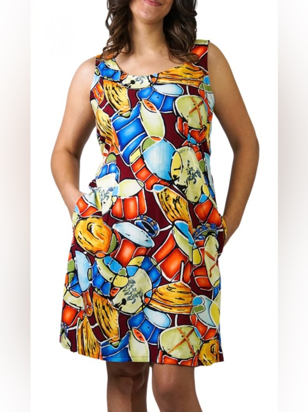 Bayou Wear New Orleans Jazz Graphic Scoop Neck Rank Shift Dress  2XL